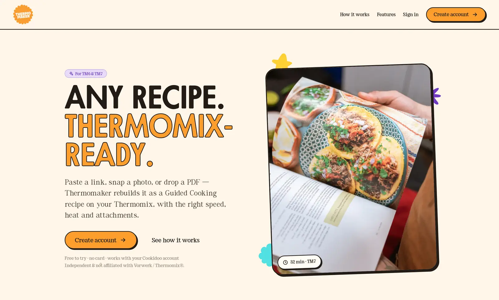 The Thermomaker recipe converter website